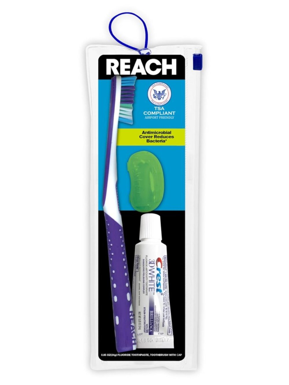 Ultra Clean Travel Toothbrush Kit with Toothpaste and Cap